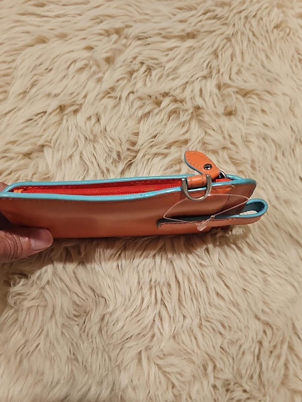 Lodis Salmon & Teal Card Holder Zip Wallet